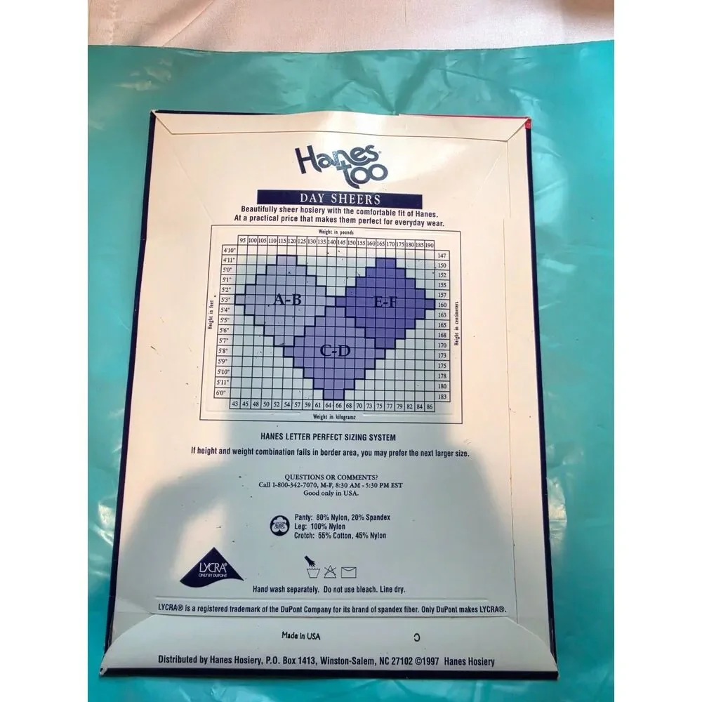 Vintage Hanes Too Day Sheers Control Top Pantyhose, Barely Black, Size AB